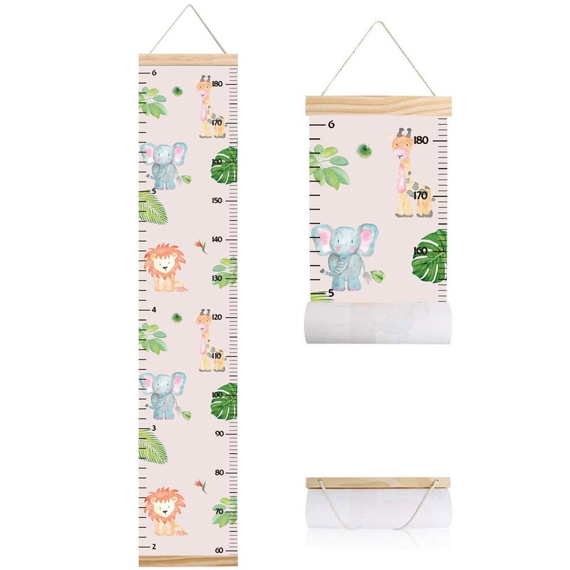 Lvpai Animals Growth Chart for Kids, Baby Height Chart, Canvas Height Measuring Rulers for Boys Girls (Animals 2) - Image 1